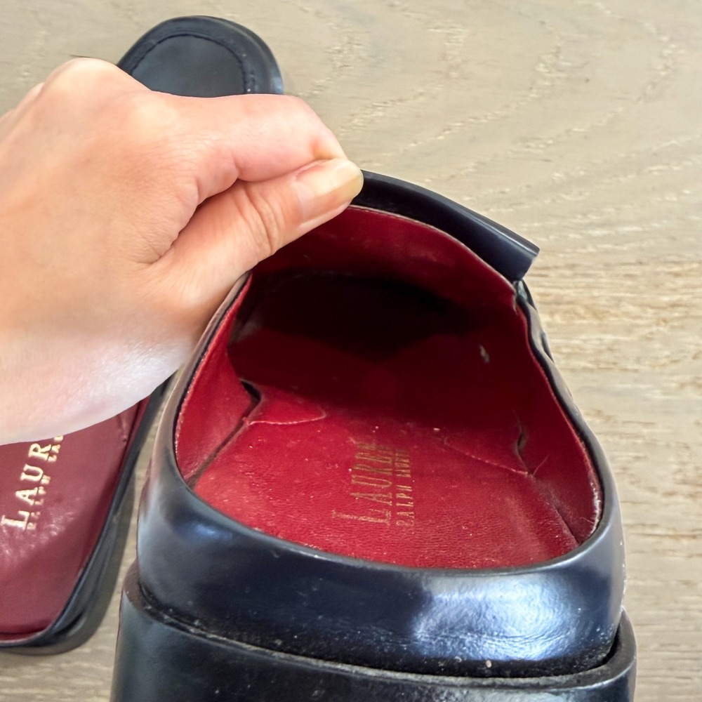 Vintage Ralph Lauren Loafer Navy Old Money Preppy Academia Loafer Mule 6.5 - Picture 4 of 5